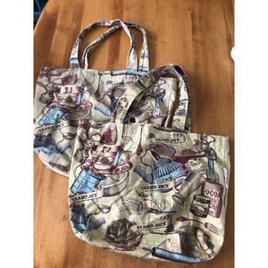 Trader Joe's Cream and Brown Tote Bag Set